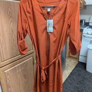 Michael Kors Rust Long Sleeve Dress